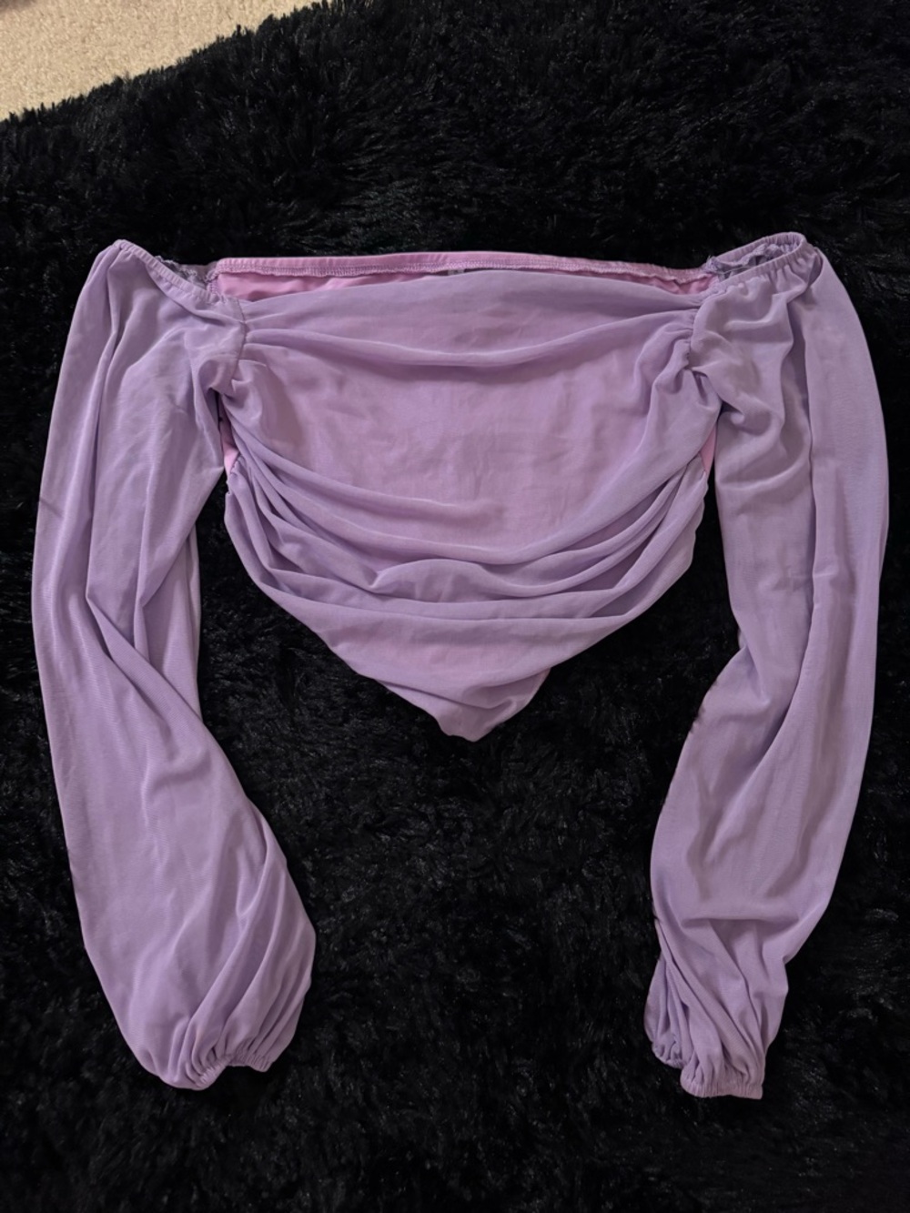 Lavender Off-Shoulder Draped Crop Top